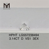 3.14CT D VS1 3EX HPHT diamante cultivado en laboratorio IGI