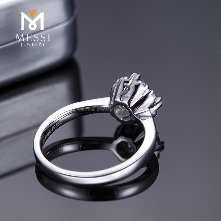Oro blanco de 18k 0.56ct D VVS2 anillo de diamantes de laboratorio platino boda anillo de diamantes hecho por el hombre