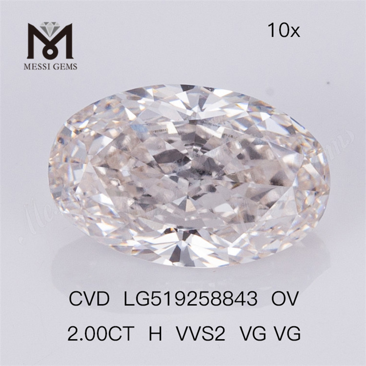 2.00ct Oval H Color HPHT vvs Diamante sintético VG VG