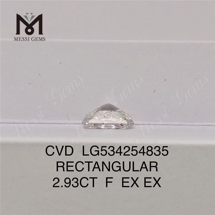 2.93CT RECTANGULAR Corte cvd diamante F Lab Diamond Certificado IGI