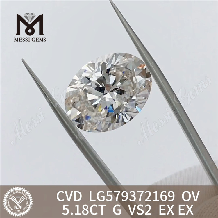 5.18CT OV forma G VS2 EX EX diamante ovalado de laboratorio CVD LG579372169