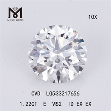 1.22ct E diamante de laboratorio suelto barato vs precio al por mayor de diamante cvd redondo