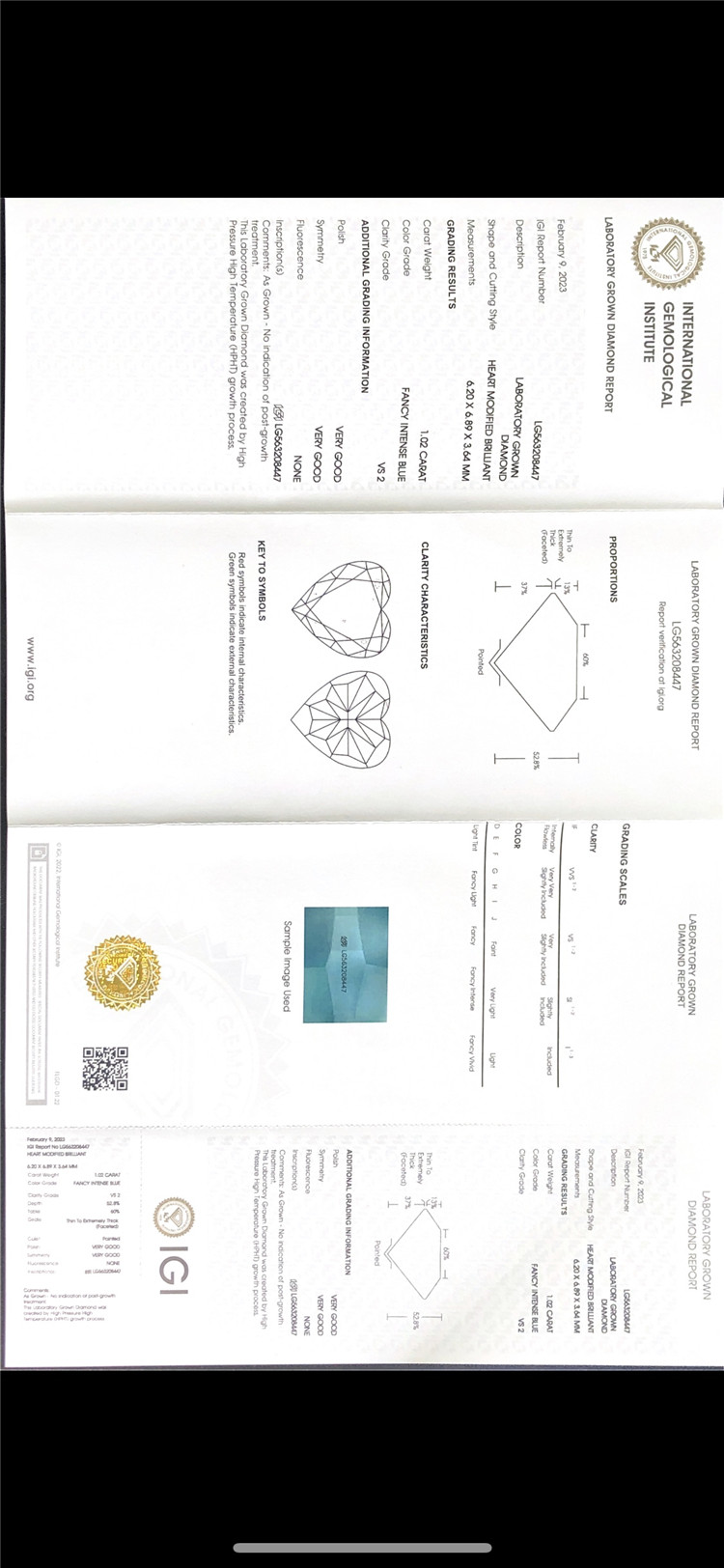 Fabricante de diamantes cultivados en laboratorio azul intenso de fantasía de 1,02 quilates 