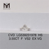 Diamante de laboratorio D HPHT de 3,55 quilates VS HEART diamantes hechos por el hombre en stock