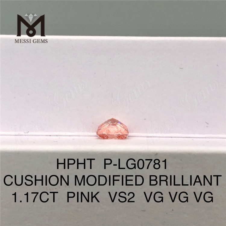 1.17CT COJÍN ROSA VS2 3VG HPHT diamante cultivado en laboratorio P-LG0781 
