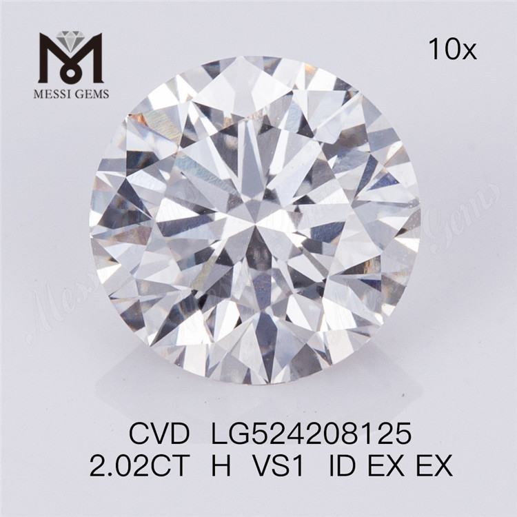 2.02ct H VS1 Corte brillante redondo Certificado IGI Costo de diamantes hechos por el hombre