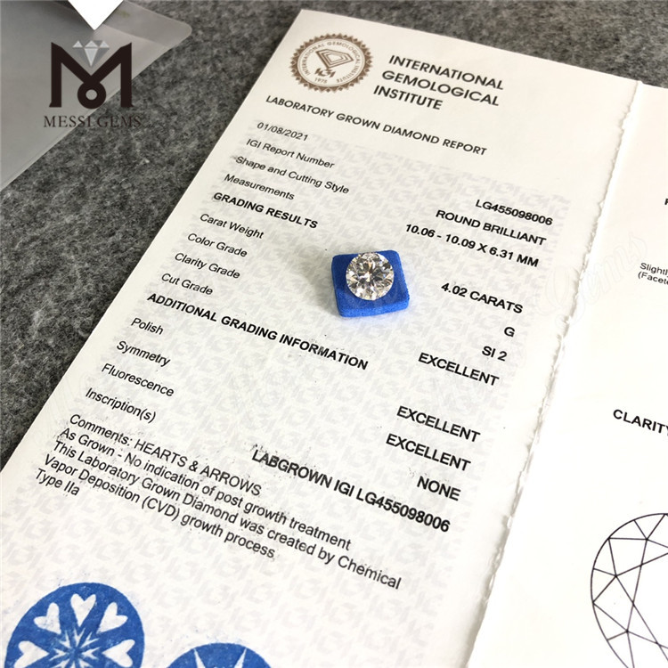 4.02CT G rd mejor venta diamante de laboratorio suelto 3EX rd diamante cvd suelto en oferta