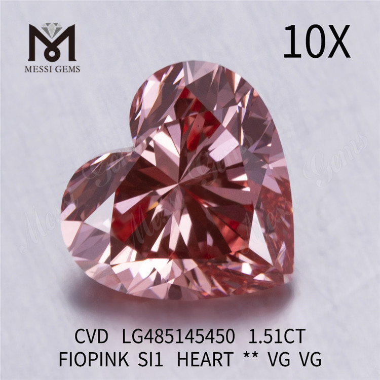 1.51CT FIOPINK SI1 HEART VG VG diamantes creados en laboratorio al por mayor CVD LG485145450