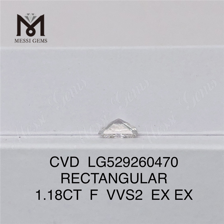 1.18CT RECTANGULAR F VVS2 EX EX CVD Diamantes de laboratorio Certificado IGI