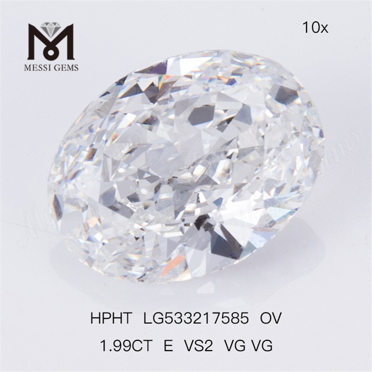 1.99CT E VS2 VG VG OVAL diamante cultivado en laboratorio HPHT