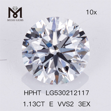 1.13ct E VVS2 3EX Diamante redondo hecho por el hombre Piedra de diamante artificial 3EX