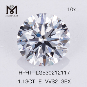 1.13ct E VVS2 3EX Diamante redondo hecho por el hombre Piedra de diamante artificial 3EX