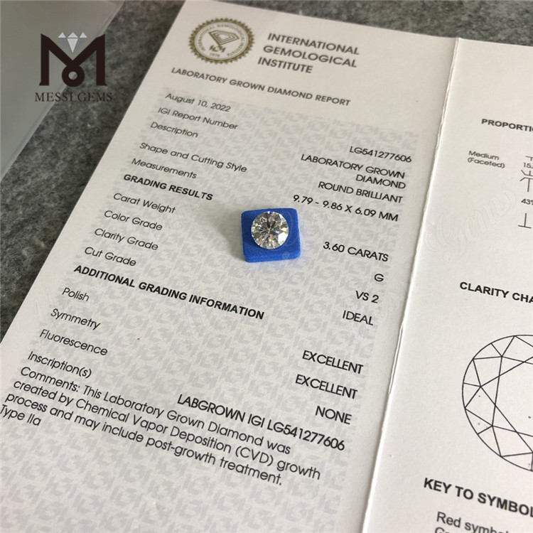 3.6CT G vs2 diamante de laboratorio suelto RD Cut cvd diamantes precio al por mayor