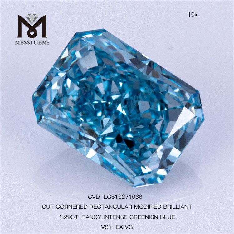 Diamante de laboratorio RECTANGULAR AZUL FANCY de 1,29 quilates CVD LG519271066 