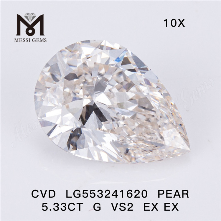 5.33CT CVD diamante G VS2 EX EX diamante cultivado en laboratorio de buena calidad a la venta