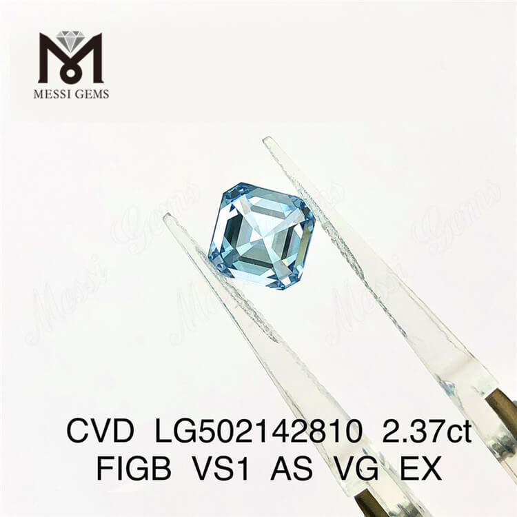 2.37ct Asscher Cut VS diamante sintético azul 7.10X7.03X4.89MM