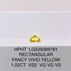 1.02ct VS2 Diamante de laboratorio amarillo RECTANGULAR Diamantes cultivados en laboratorio al por mayor LG529269781
