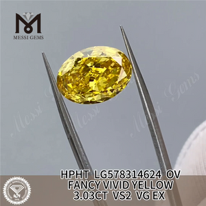 3.03CT OV FANCY VIVO AMARILLO VS2 VG EX HPHT Diamante amarillo LG578314624