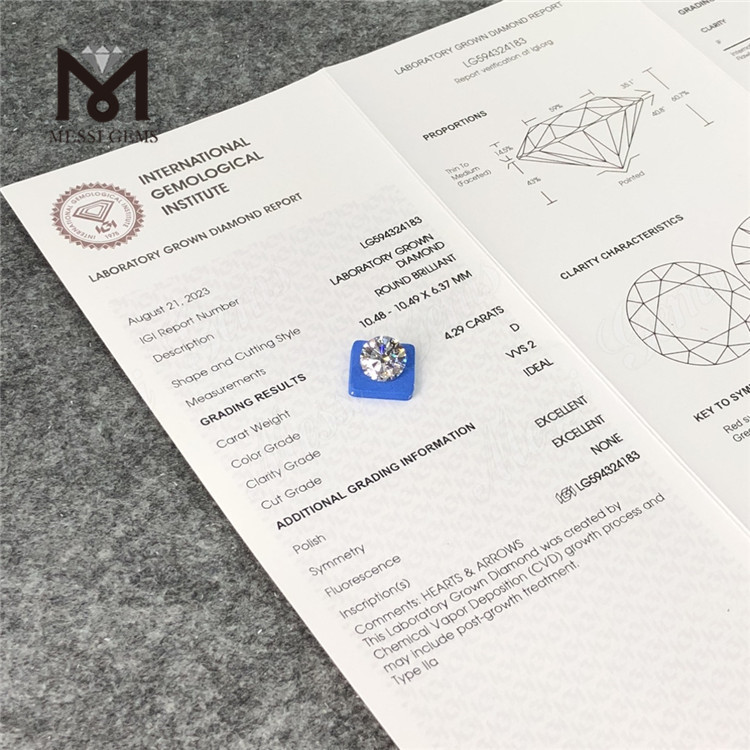 4.29CT D VVS2 ID EX EX 4ct diamantes cvd a la venta LG594324183 丨Messigems