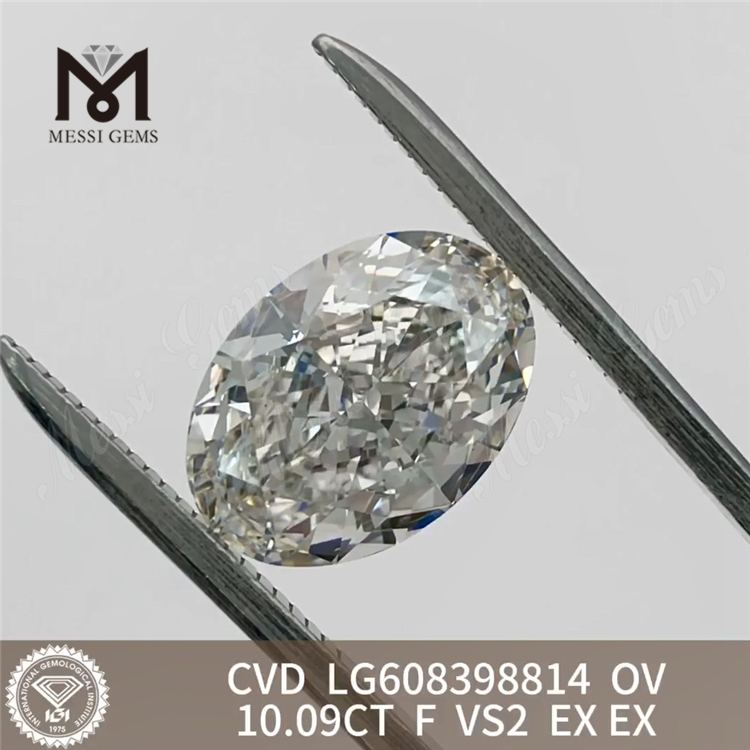 10.09CT F VS2 CVD OV el diamante cultivado en laboratorio más grande Excelencia certificada IGI 丨Messigems LG608398814