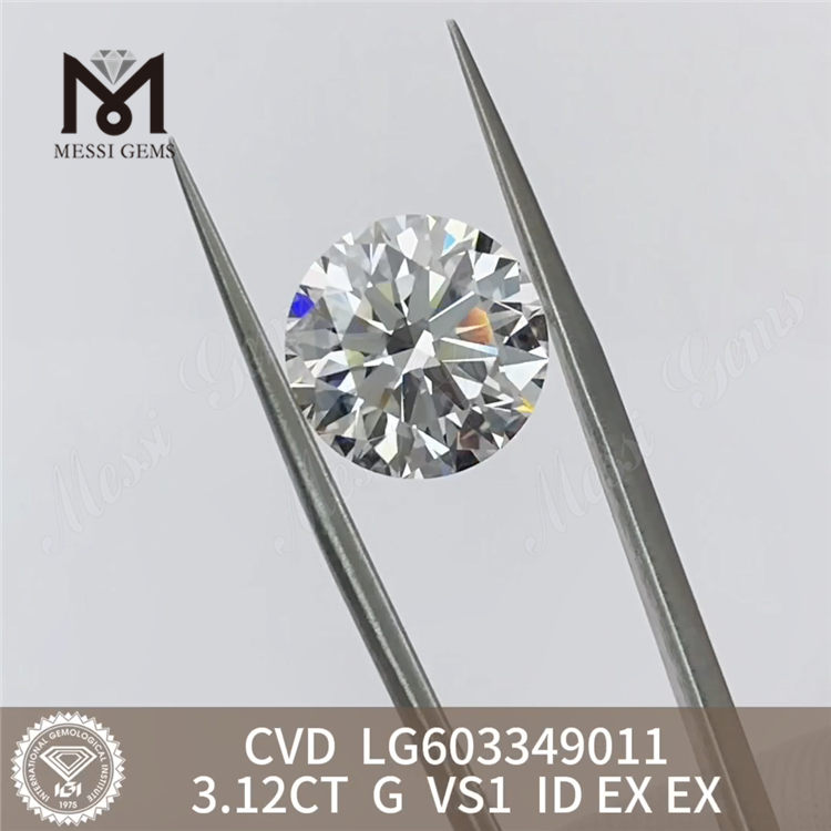 3.12CT G VS1 ID 3ct diamante cultivado cvd LG603349011 Excelencia óptica 丨Messigems 