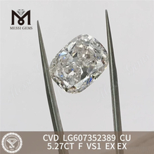 5.27CT Cojín F VS1 CVD Diamante suelto Certificado IGI Elegancia sustentable丨Messigems CVD LG607352389