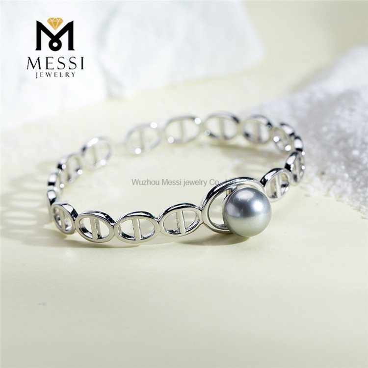 Pulseras elegantes de perlas de Tahití S925 de 10-11 mm