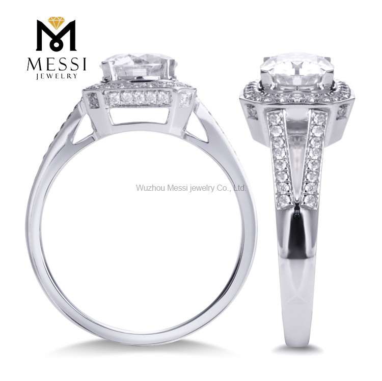 14 anillos de compromiso de oro de 18 quilates con corte de halo, joyería de oro blanco, regalo para mujer, diseño clásico superventas 