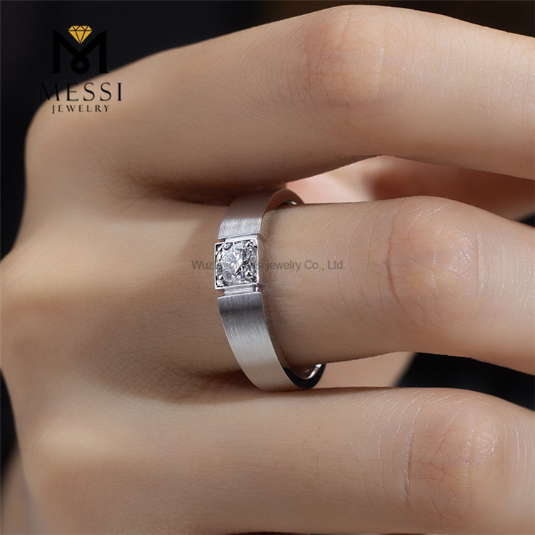 Anillos de boda de diamantes de laboratorio 19# de oro blanco de 18 quilates, 6,0 g, para él, un símbolo de amor y compromiso