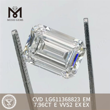 7.96CT E VVS2 talla esmeralda el laboratorio de diamante CVD LG611368823 丨Messigems 