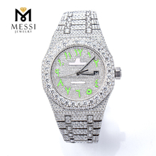 Reloj de lujo y brillante Moissanite Iced Out con texto especial Mars