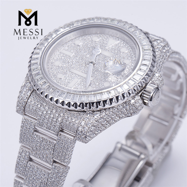 Probador de diamantes de paso de reloj Moissanite para hombre helado de alta calidad de 39,8 mm