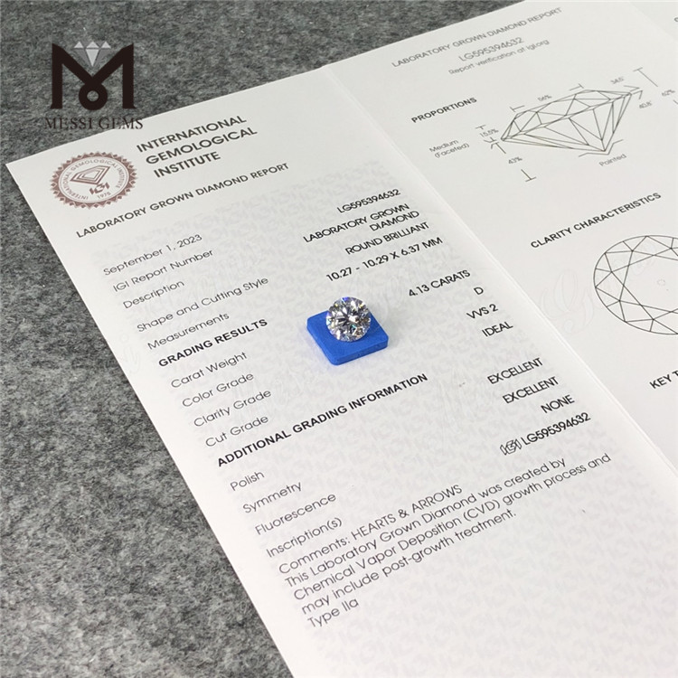 4.13CT D VVS2 ID EX EX 4ct CVD Diamante en línea LG595394632