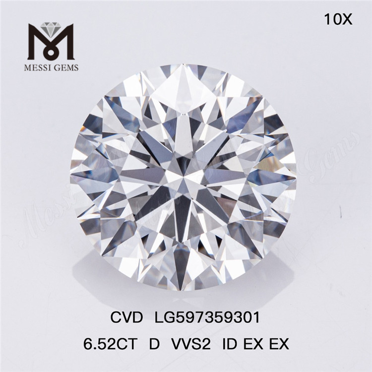 6.52CT D VVS2 ID EX EX CVD diamantes cultivados en laboratorio Su fuente para compras al por mayor LG597359301丨Messigems