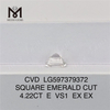 4.22CT E VS1 EX EX CUADRADO ESMERALDA CORTE Diamantes creados en laboratorio para CVD al por mayor LG597379372 丨Messigems