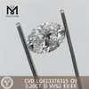 3.20CT D VVS2 CVD 3ct diamante creado en laboratorio ovalado LG613376315 丨Messigems