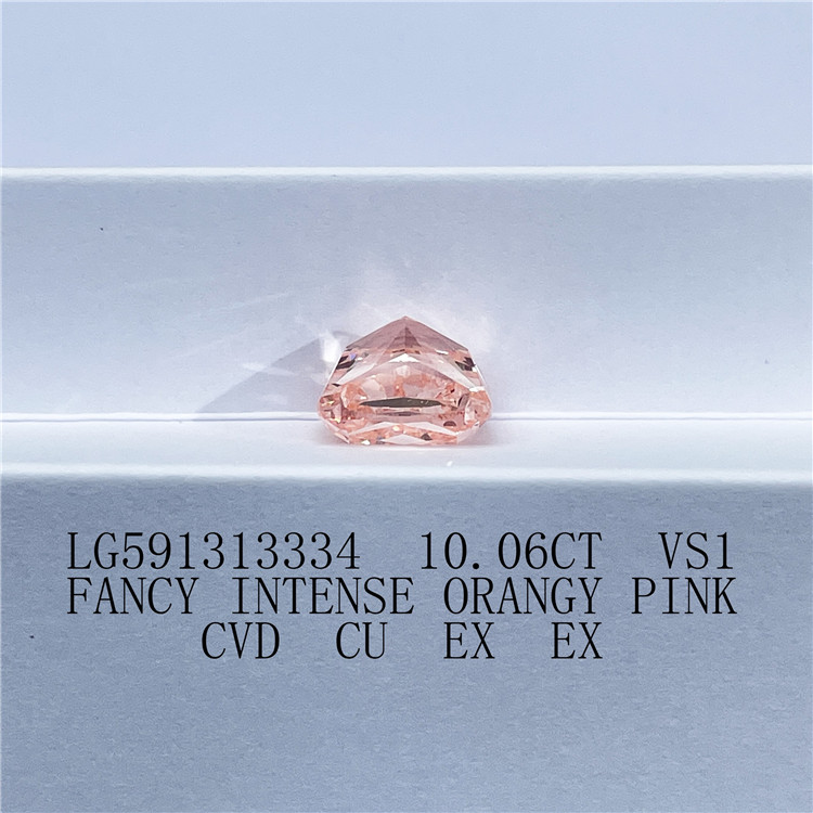 10.06CT VS1 FANCY ROSA NARANJA INTENSO CVD CU EX EX Diamante rosa hecho por el hombre