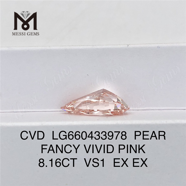 8.16ct elegante rosa vívido vs1 pera cvd no hecha diamantes minados LG660433978 