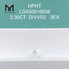 2,30 quilates D VVS2 EX corte diamantes redondos de laboratorio HPHT