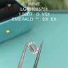 Diamantes de laboratorio de CORTE ESMERALDA D HPHT VS1 de 1,56 quilates