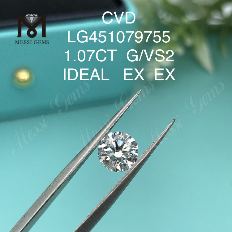 1,07 quilates CVD G VS2 IDEAL Diamantes redondos brillantes elaborados en laboratorio