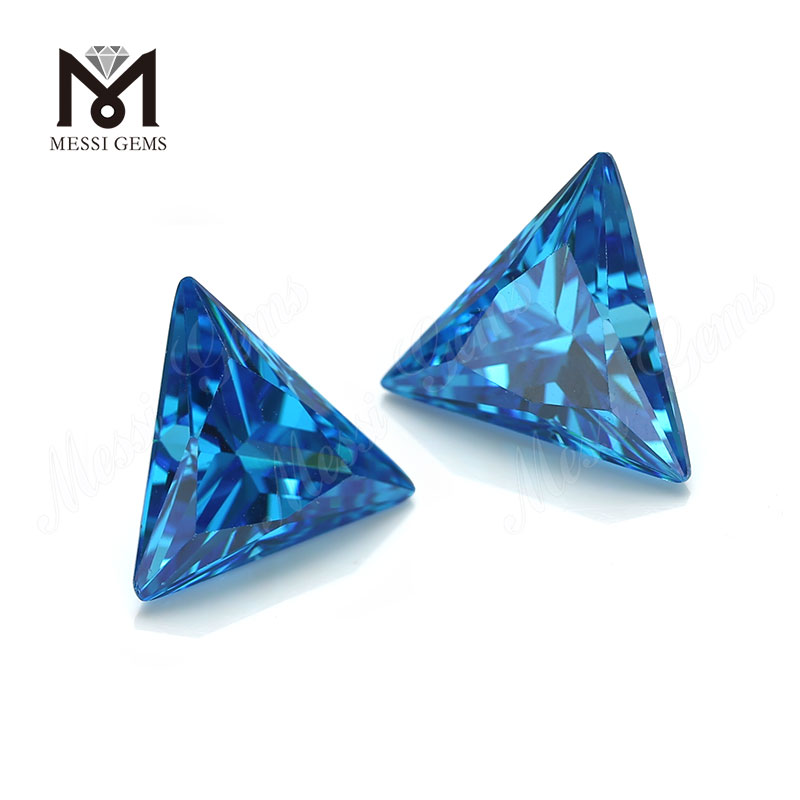 Piedras de zirconia cúbica en forma de triángulo marino Aqua 12x12mm CZ gemas sueltas