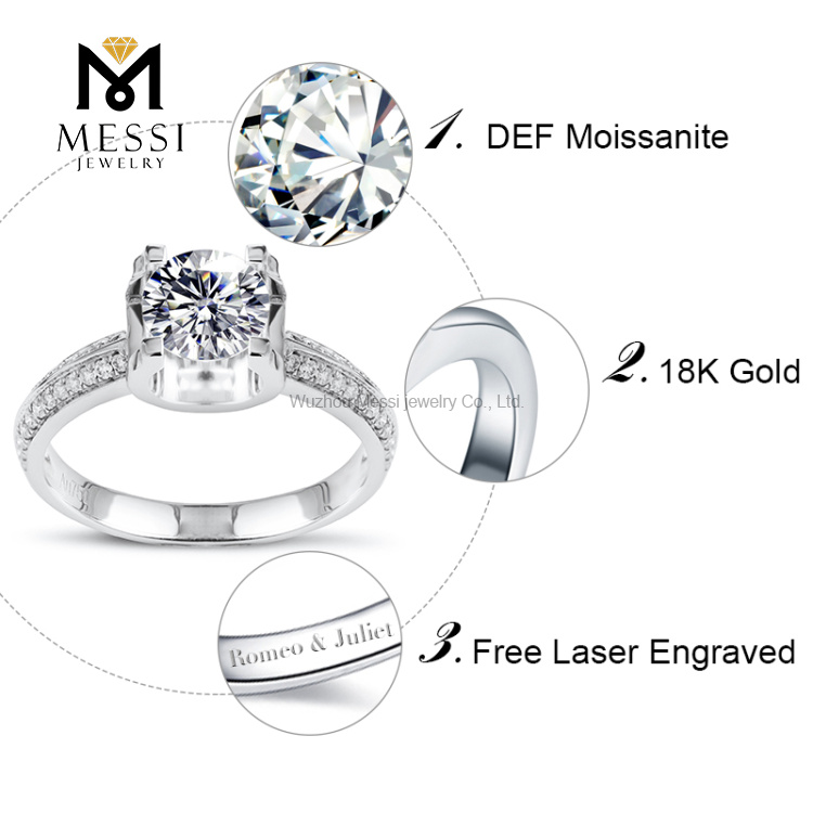 1ct 14k fashon anillos de boda moissanite anillo de oro para niñas