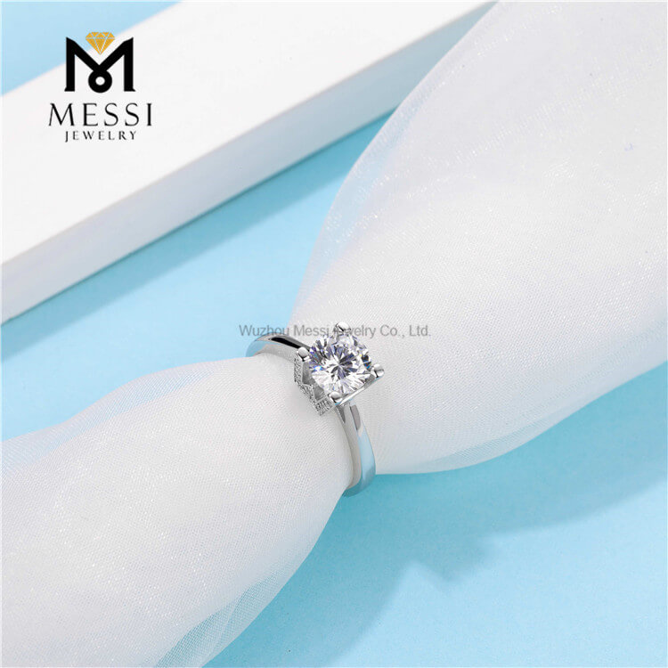 Venta al por mayor de anillos chapados en oro de 14k y 18k, anillo de plata de ley 925, anillo de moissanita de 1 quilate