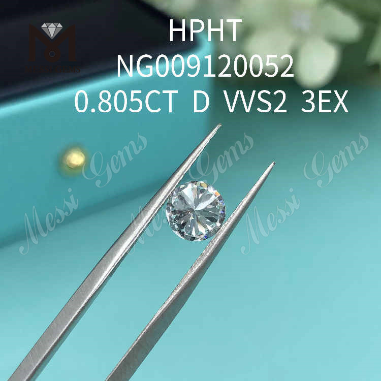 0.805CT blanco VVS2 3EX diamante suelto redondo hecho en laboratorio 
