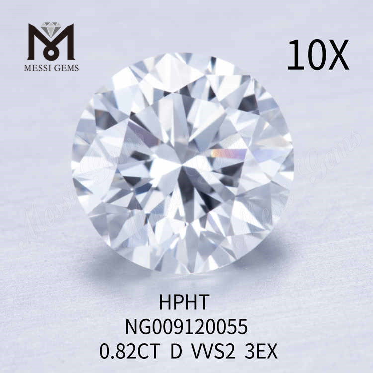 Diamante suelto creado en laboratorio de 0,82 quilates VVS2 3EX redondo blanco 