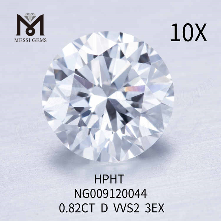 Diamante de laboratorio redondo D VVS2 3EX de 0,82 quilates 