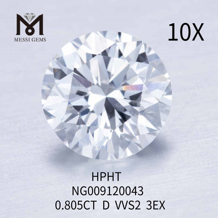 0.805CT Diamante redondo creado en laboratorio D VVS2 3EX diamantes sintéticos sueltos