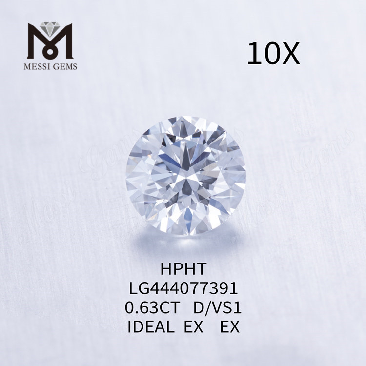 Diamante de crecimiento de laboratorio de grado de corte IDEAL redondo D VS1 de 0,63 quilates