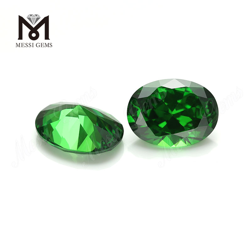 Piedras de zirconia cúbica cz verde esmeralda de forma ovalada al por mayor de 13x18mm